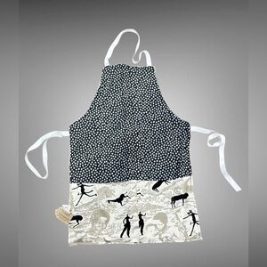 NWT Cafe Do Brasil Burlap Coffee Sack Apron Lace Collar Boutique